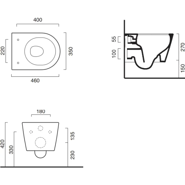 Унитаз подвесной Catalano Zero 0111460001 безободковый, торнадо, белый глянец
