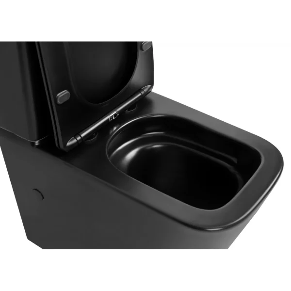 Унитаз-компакт Abber Rechteck AC1210TMB безободковый, торнадо, с сиденьем микролифт, черный матовый