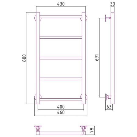 Полотенцесушитель водяной Стилье Версия-КН 80х40 хром