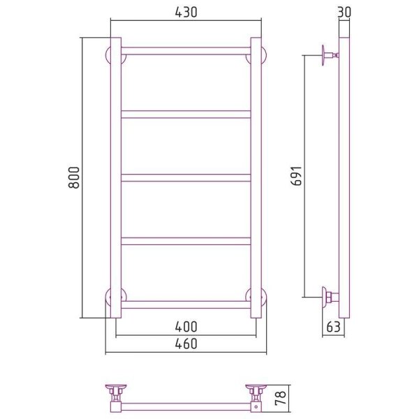 Полотенцесушитель водяной Стилье Версия-КН 80х40 хром