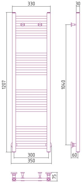 Полотенцесушитель водяной Сунержа Модус 03-0250-1230 1200x300 золото