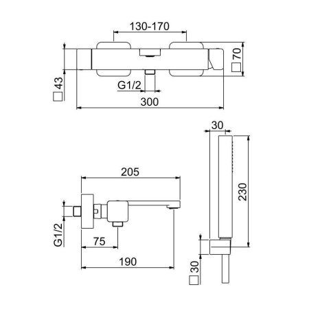 Смеситель для ванны Webert One-X OX850101015, хром/сталь