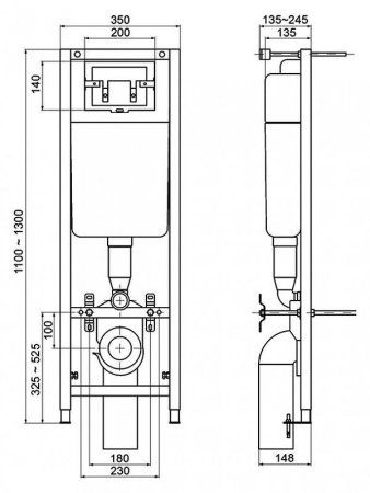 Система инсталляции для унитазов Vidima W3714AA с двойной панелью смыва