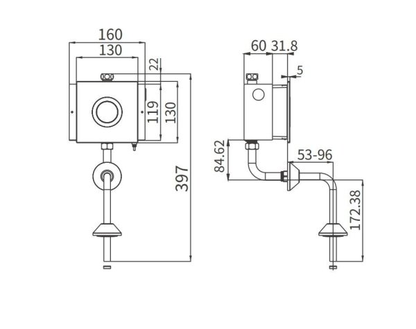 Кнопка смыва для писсуара ARROW AG7109AB, инфракрасная, нержавеющая сталь