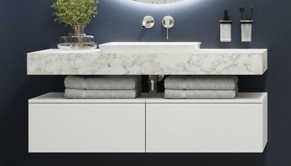 Тумба подвесная Velvex Unit 60, выс. 27, выдв. ящик, белый лед (tp.UNI.60.1Y белый глянец)