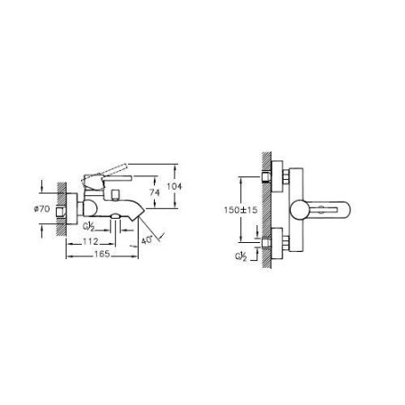 Смеситель VitrA Minimax S A41795EXP для ванны