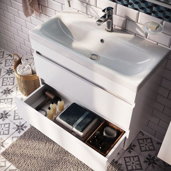 Тумба с умывальником IDDIS подвесная с ящиками, белая, 80 см, Zodiac. Подходит ум. 3508000i28 (ZONID8KYCBRT0iNI95XWK)