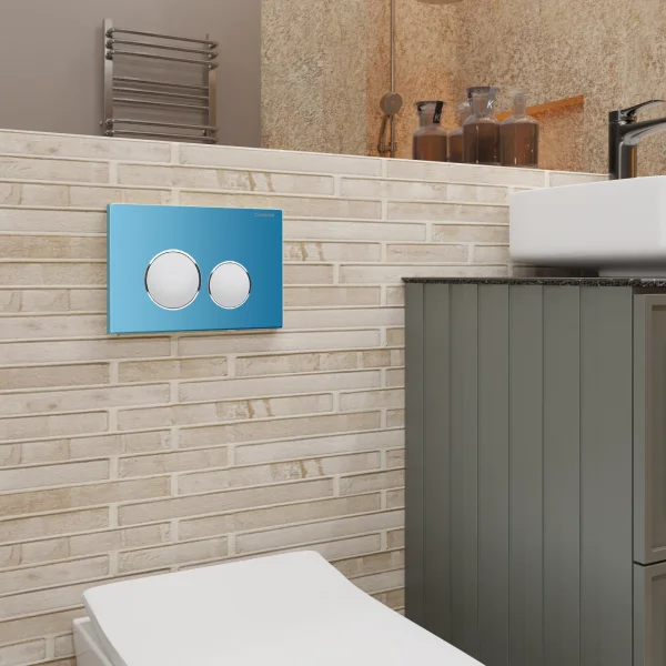 Кнопка смыва Charus Bagliore FP.330.AQUABLUE.10 для инсталляции, лазурно-синий/хром