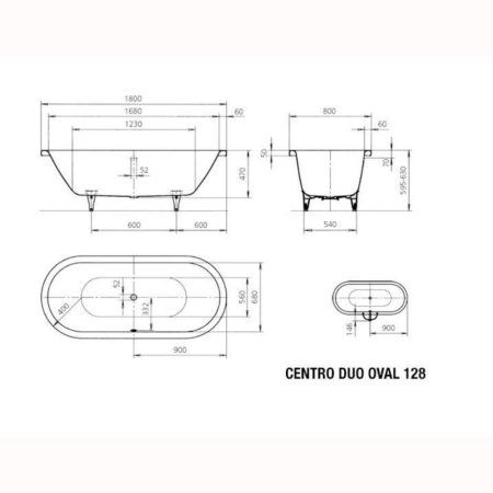 Ванна стальная Kaldewei Centro Duo Oval 282800010001 180x80 см