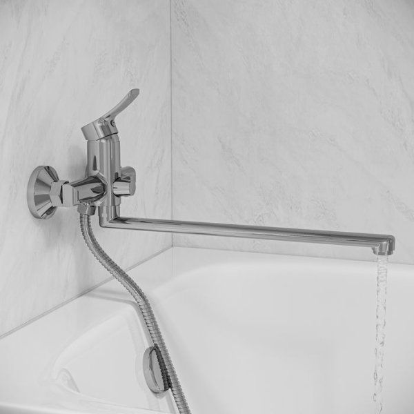 Смеситель для ванны с длинным изливом, хром глянцевый, Shape, IDDIS, SHPSBL2i10