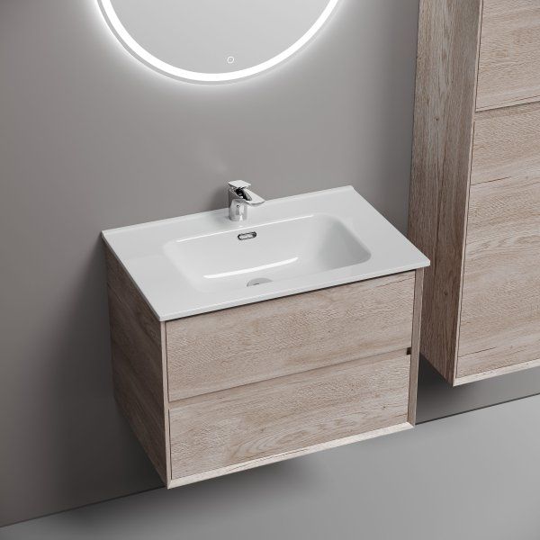 Тумба подвесная SANCOS Marmi 2.0 690х445х520 с двумя ящиками оснащенными доводчиками скрытого монтажа, дуб галифакс натуральный,  MR2.070EG