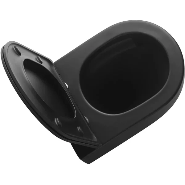 Унитаз подвесной Veconi Rino VRI-49TB безободковый, торнадо, с сиденьем микролифт, черный матовый