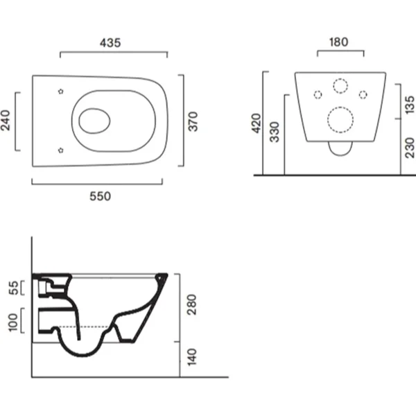 Унитаз подвесной Catalano Green 0411550001 безободковый, торнадо, белый глянец