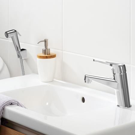 Cмеситель Paini Bios 05UWCRAW20RC5/TL57JW4 для раковины, с гигиеническим душем, хром