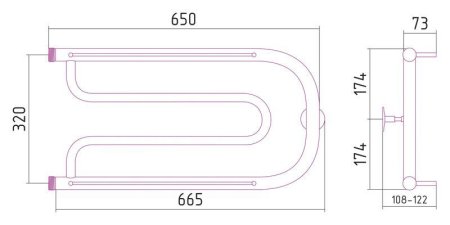 Полотенцесушитель водяной Стилье Дуэт 2П 32х65