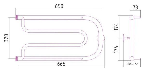 Полотенцесушитель водяной Стилье Дуэт 2П 32х65