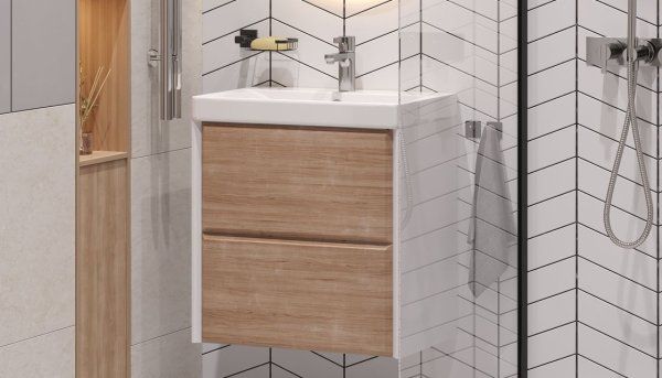 Тумба подвесная Velvex Gesso 60.2Y, белый/дуб сонома (tp.GES.9696.60.2Y белый матовый/дуб сонома)