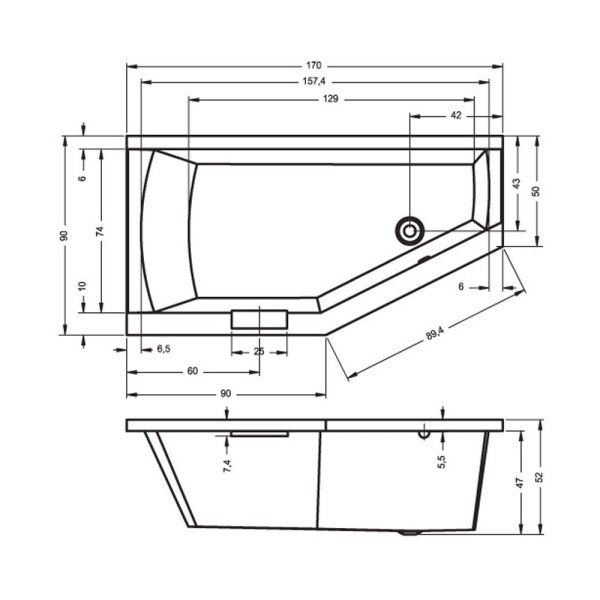 Ванна акриловая Riho Geta BA8800500000000 170x90 R