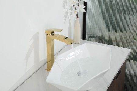 Смеситель для раковины высокий Gappo G1007-32, золото