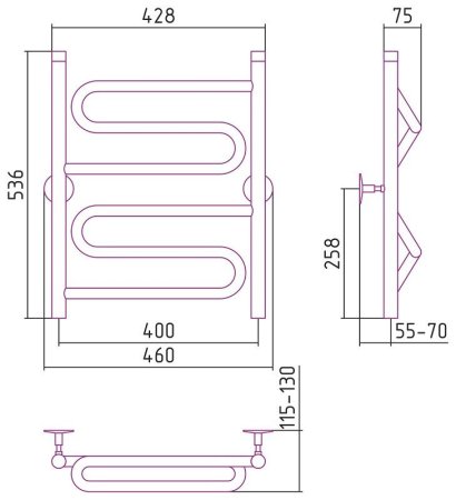 Полотенцесушитель водяной Стилье Универсал-51 60х40 хром