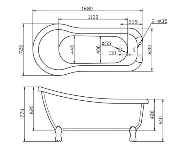 Акриловая ванна BelBagno BB20-1700