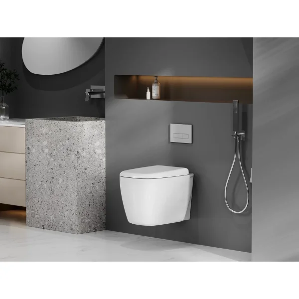 Унитаз подвесной Abber Rechteck AC1217 безободковый, торнадо, с сиденьем микролифт, белый