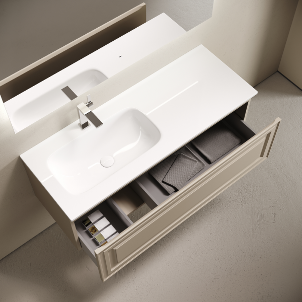 Тумба подвесная SANCOS Very  левая 1195х445х406, c одним  ящиком оснащенным доводчиками, Beige Soft , VR120LCE