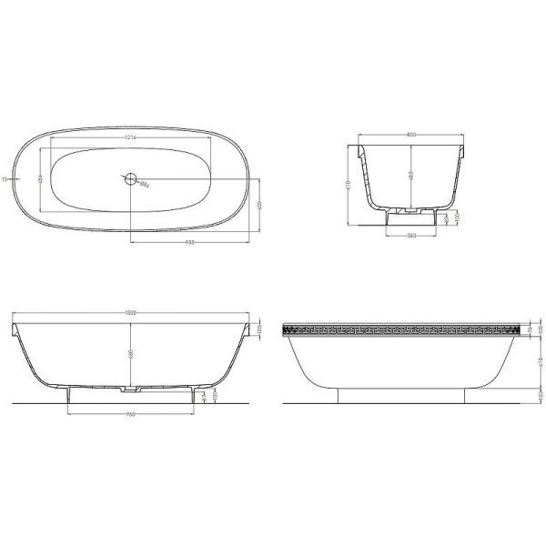 Ванна Salini Greca Meander 103021M 180х80 белый матовый