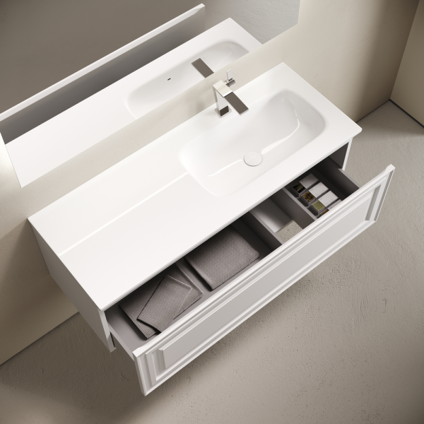 Тумба подвесная SANCOS Very  правая 1195х445х406, c одним  ящиком оснащенным доводчиками, Bianco , VR120RW