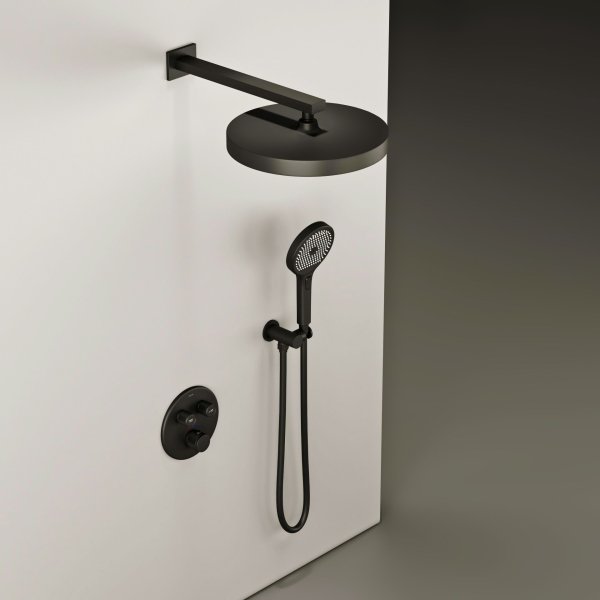Душевой комплект SANCOS Space встраиваемый c термостатическим смесителем, цвет черный матовый ,  SC3006MB