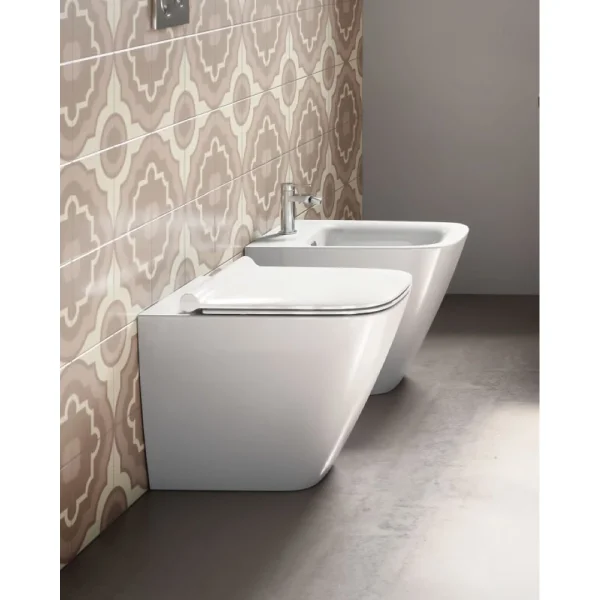 Унитаз приставной Catalano Green 0412350001 безободковый, торнадо, белый глянец