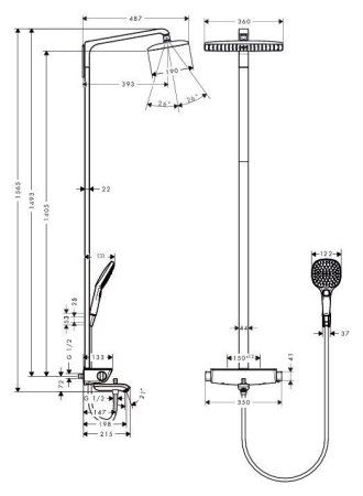Душевая стойка Hansgrohe Raindance E Showerpipe 360 1jet 27113000 с термостатом для ванны, хром