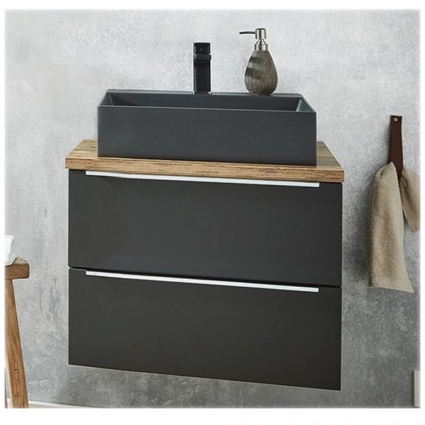 Тумба под раковину Puris Aspekt WUA3390P3(777/177) 90 серый космос матовый