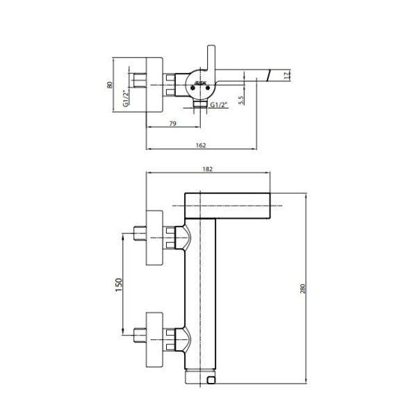 Смеситель E.C.A. Icon 102102478 для ванны