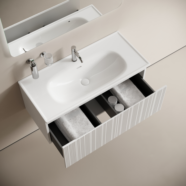 Тумба подвесная SANCOS Code 990х453х400, c одним  ящиком оснащенным доводчиками, цвет белый ,  CD100W