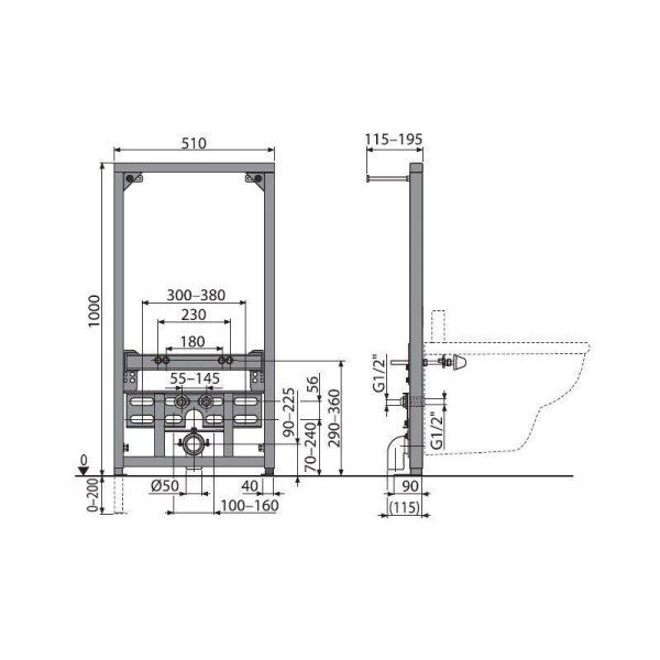 Система инсталляции для биде AlcaPlast A105/1000