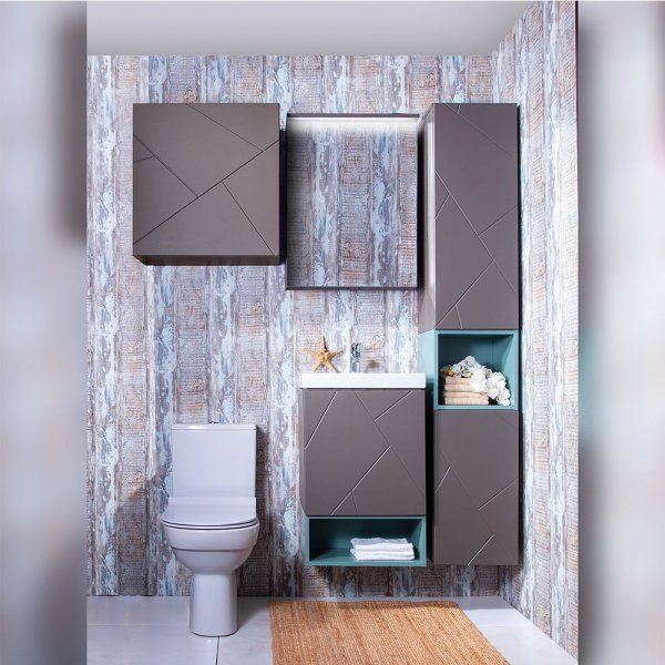 Тумба с раковиной и нишей Бриклаер КРИСТАЛЛ 50, графит/муссон