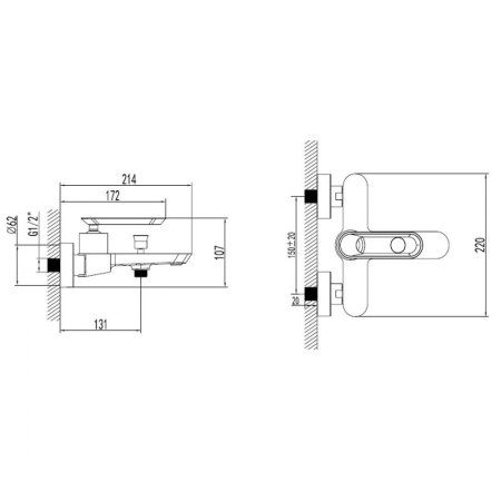 Смеситель Bien Hermes BB01009406 для ванны, черный/розовое золото