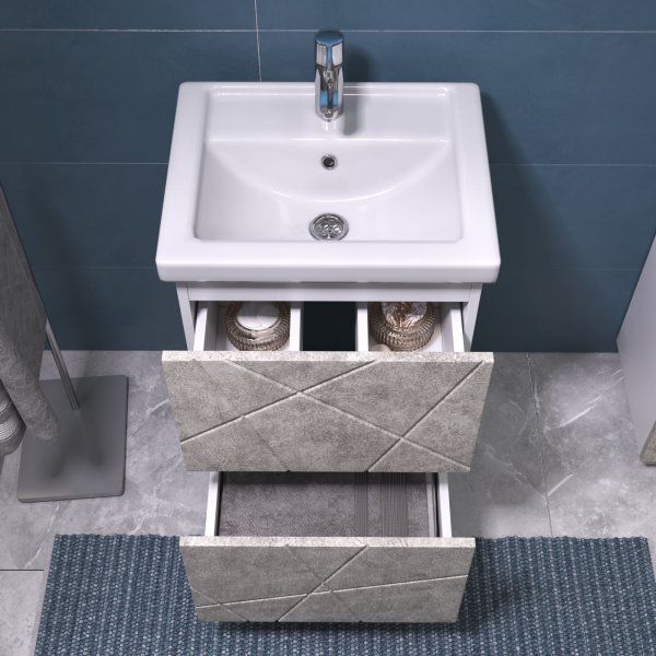 Тумба VIGO Geometry под раковину Geometry 500-0-2 (Фостер) бетон (tn.bsf.GEO.FOS.50.2Y бетон)