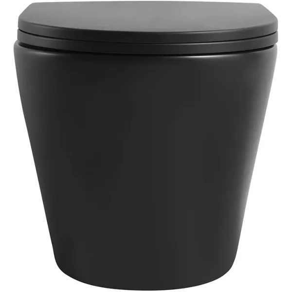 Унитаз подвесной Veconi Ando VAN-48TB безободковый, торнадо, с сиденьем микролифт, черный матовый