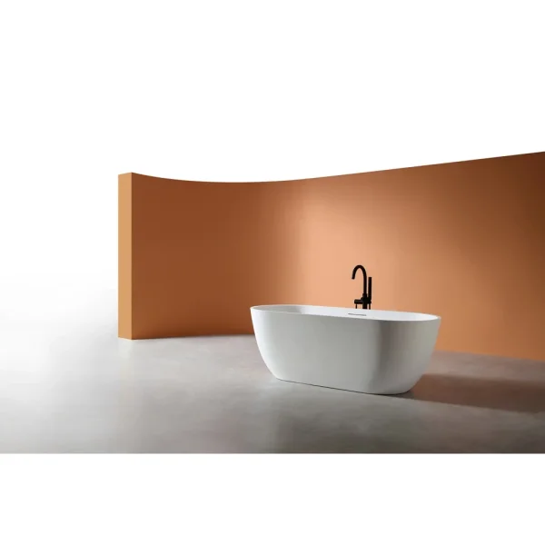 Ванна из литьевого мрамора Abber Frankfurt AM9941 170x75 см, отдельностоящая, белый матовый