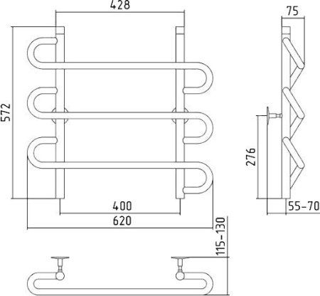 Полотенцесушитель водяной Стилье Универсал-52 60х60 хром