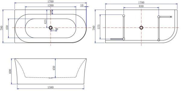 Акриловая ванна Allen Brau Priority 4 В 170x78 2.31004.21B/AM