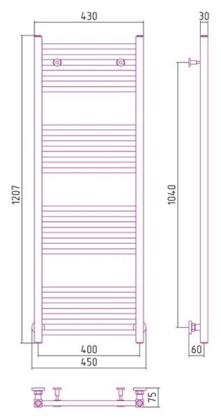 Полотенцесушитель водяной Сунержа Модус 1200х400 хром