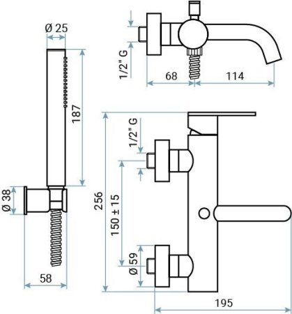 Смеситель Emmevi Filobrass 85001B/ORS для ванны, зачищенное золото