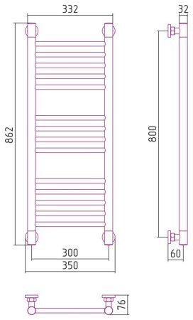 Полотенцесушитель водяной Сунержа Богема+ прямая 03-0220-8030 800x300 золото