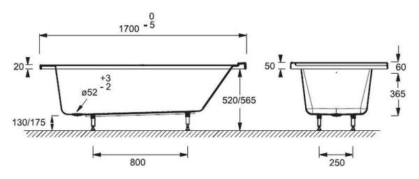 Акриловая ванна Jacob Delafon Formilia 170x80 L
