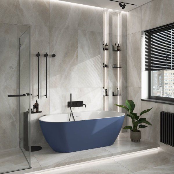 Ванна акриловая пристенная Teymi Aina 170x80x56, синяя матовая T130120