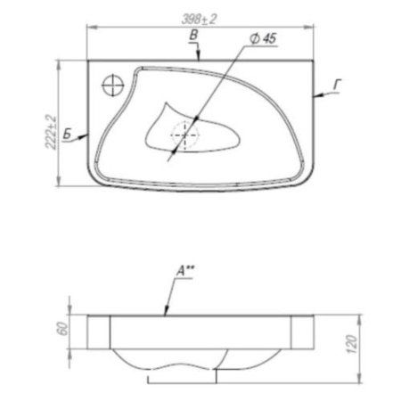 Умывальник Andrea Bio 400 (400*220)