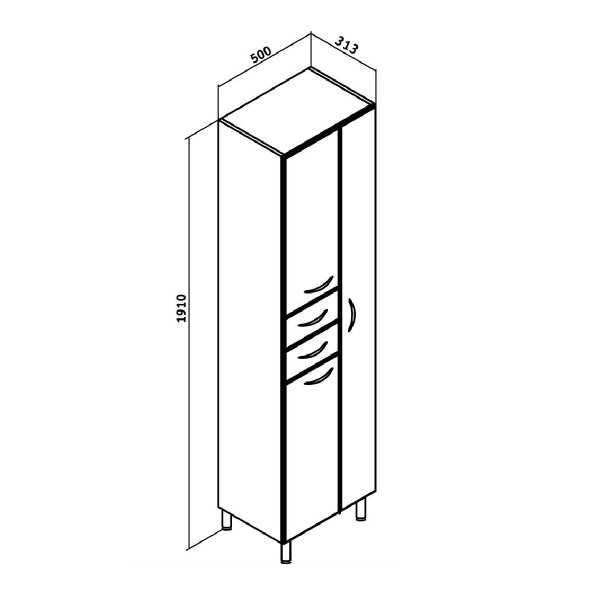 Шкаф-колонна Runo 50 правый матовый белый (00-00004892)